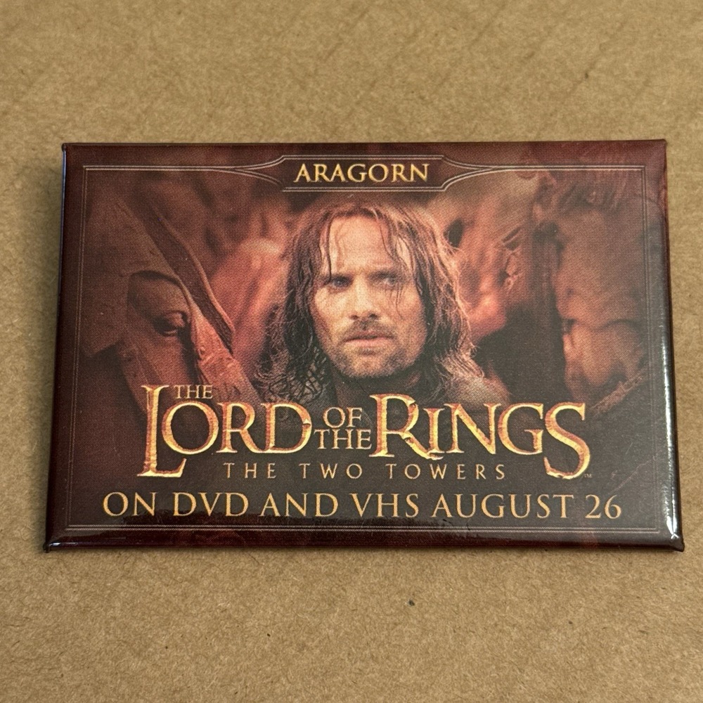 Lord Of The Rings 2002 Movie Memorabilia Vintage Pinback Button Pin Rectangle